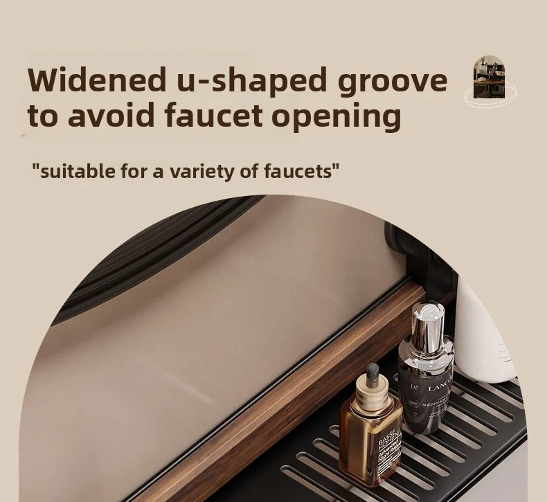 40/50cm Walnut Suction Cup Bathroom Shelf No-Drill Heavy Duty Storage Rack Over Faucet Sink Rack Wall-Mounted Bathroom Accessori