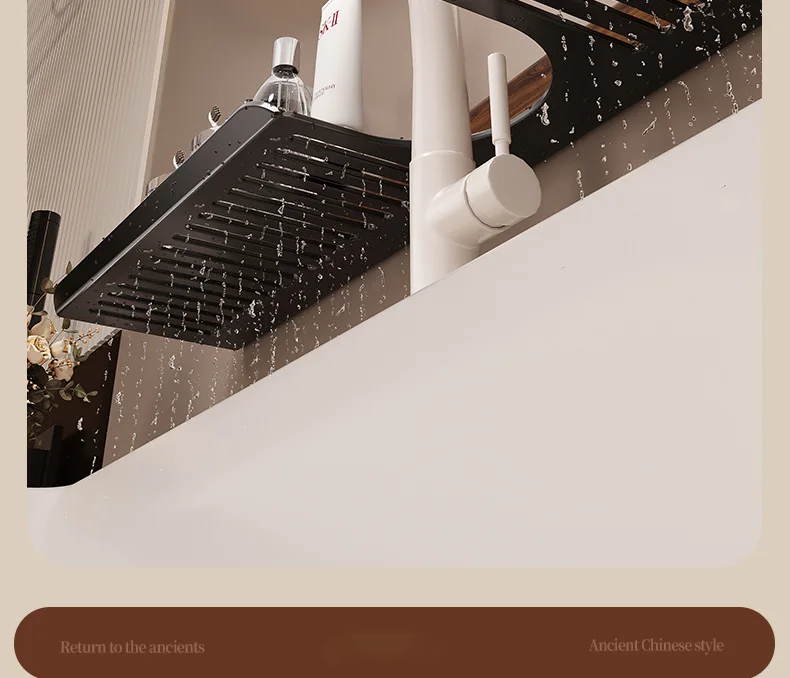 40/50cm Walnut Suction Cup Bathroom Shelf No-Drill Heavy Duty Storage Rack Over Faucet Sink Rack Wall-Mounted Bathroom Accessori