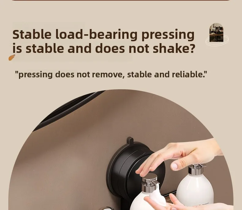 40/50cm Walnut Suction Cup Bathroom Shelf No-Drill Heavy Duty Storage Rack Over Faucet Sink Rack Wall-Mounted Bathroom Accessori